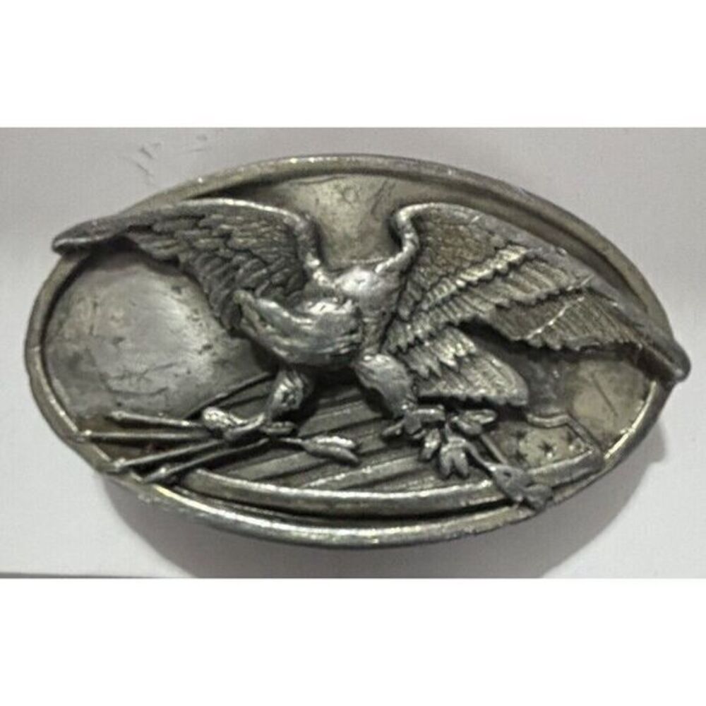 Vintage 1983 Bald Eagle Brass Belt‎ Buckle by Bergamot Brass Works, USA